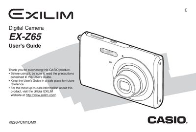 Casio EX-Z65 Digital Camera User's Guide - cover page