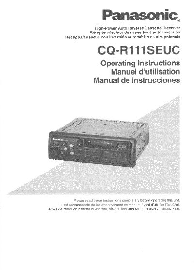 Panasonic CQ-R111SEUC High-Power Auto Reverse Cassette/Receiver Operating Instructions - cover page