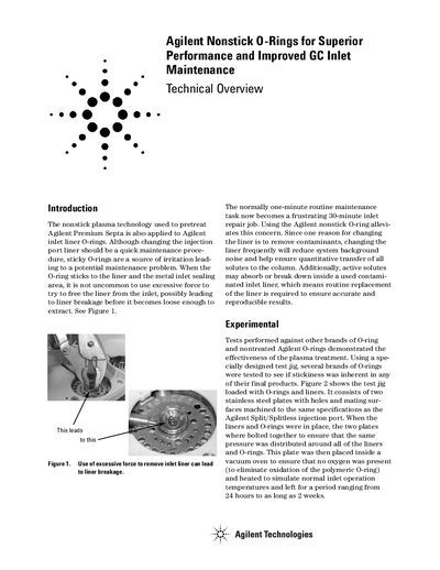 Agilent Nonstick O-Rings Technical Overview - cover page