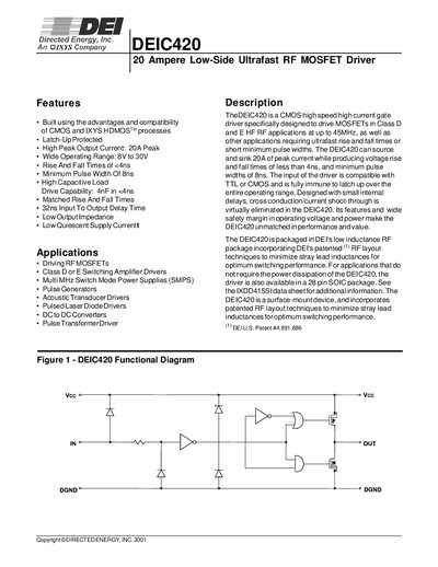 Directed Energy DEIC420 Datasheet - cover page