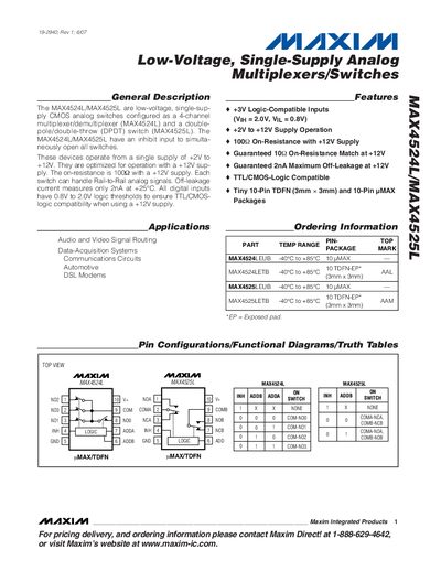 Maxim MAX4524L/MAX4525L Analog Switches Datasheet - cover page