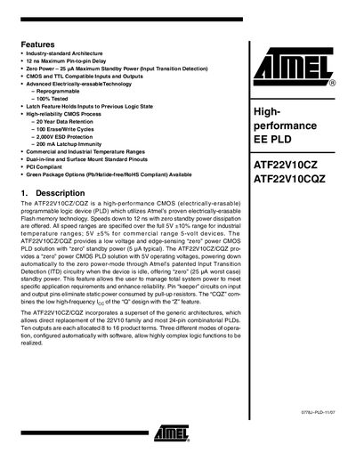 ATMEL ATF22V10CZ ATF22V10CQZ handbook