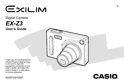 Casio EX-Z3 Digital Camera User's Guide - cover page