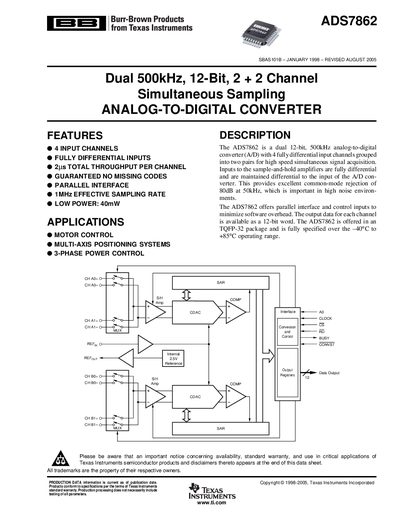 Texas Instruments ADS7862 Datasheet - cover page