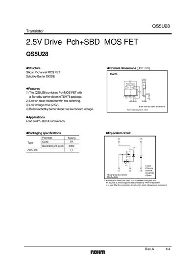 ROHM QS5U28 Transistor Datasheet - cover page