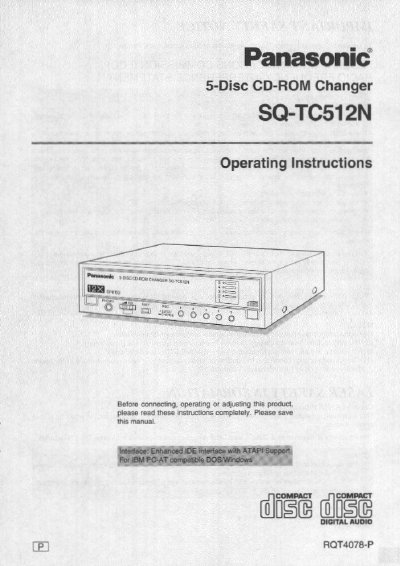 Panasonic SQ-TC512N 5-Disc CD-ROM Changer Operating Instructions - cover page