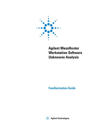 Agilent MassHunter Workstation Software Unknowns Analysis Familiarization Guide - cover page
