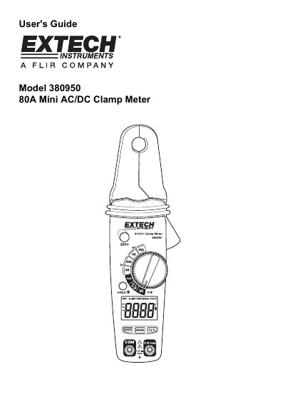 Extech Model 380950 80A Mini AC/DC Clamp Meter User's Guide