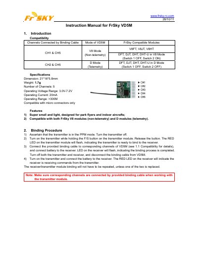 FrSky VD5M Instruction Manual - cover page