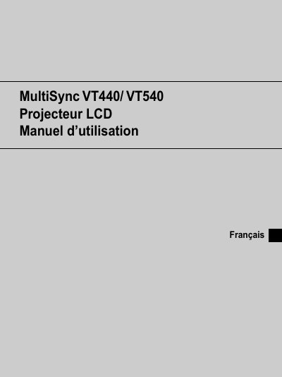 NEC VT440/VT540 Projector User Manual - cover page