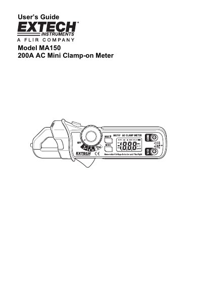 Extech MA150 AC Mini Clamp-on Meter User's Guide - cover page