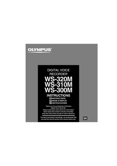 Olympus WS-320M/WS-310M/WS-300M Digital Voice Recorder Instructions - cover page