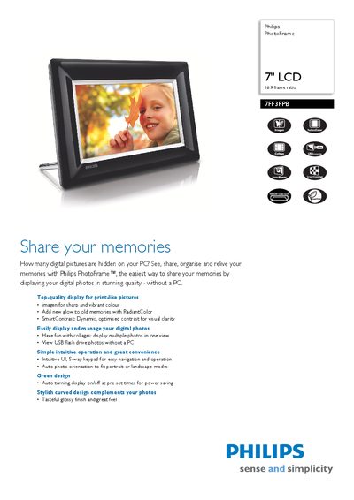 Philips 7FF3FPB PhotoFrame User Manual - cover page