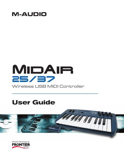 M-Audio MidAir 25/37 Wireless USB MIDI Controller User Guide - cover page