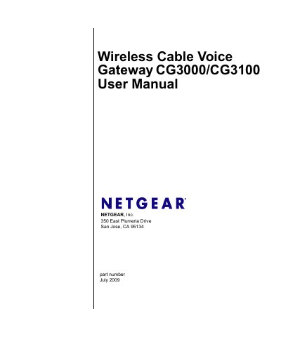 Netgear CG3000/CG3100 Wireless Cable Voice Gateway User Manual