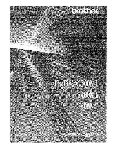 BROTHER INTELLFAX2300ML/2400ML/2500ML OWNER'S Manual - cover page