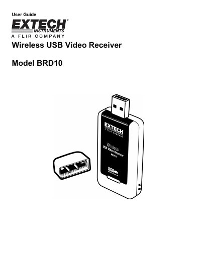 Extech BRD10 Wireless USB Video Receiver User Guide - cover page