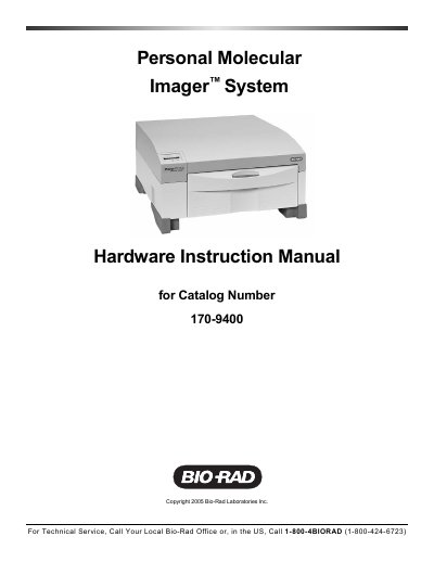 Bio‑Rad Personal Molecular Imager 170-9400 Hardware Instruction Manual - cover page