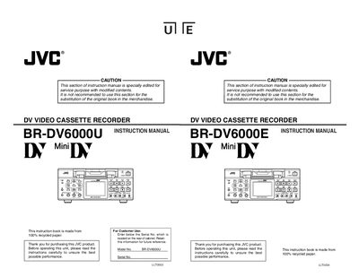 JVC BR-DV6000U Video Cassette Recorder User Manual - cover page