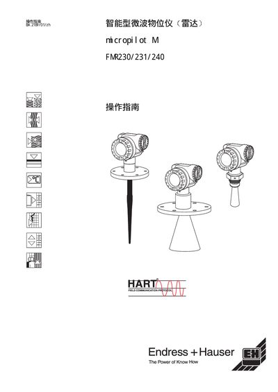 Endress+Hauser Micropilot FMR230/231/240 Radar Level Transmitter User Manual - cover page