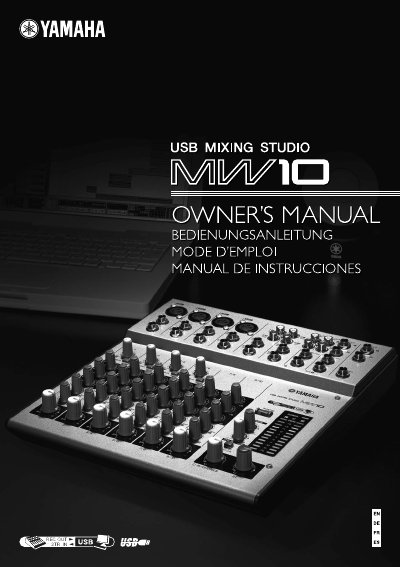 Yamaha MW10 USB Mixing Studio Owner's Manual