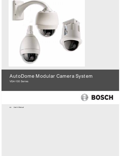 Bosch VG4-100 Series AutoDome Modular Camera System User Manual - cover page