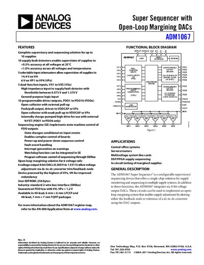 Analog Devices ADM1067 Super Sequencer Datasheet - cover page
