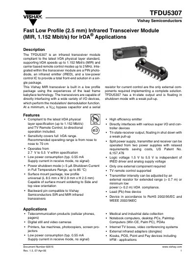 VISHAY TFDU5037 DATA SHEET
