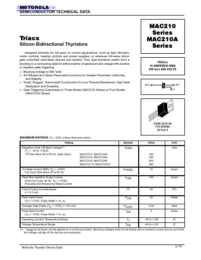 MOTOROLA MAC210 Series/MAC210A Series Manual - cover page