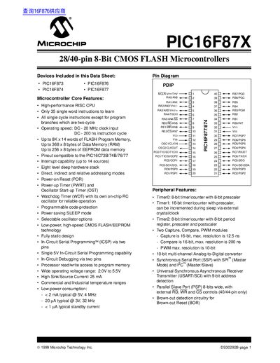 Microchip PIC16F87X Data Sheet