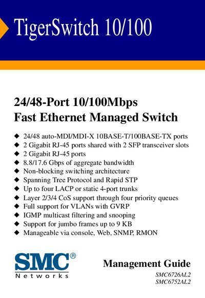 SMC TigerSwitch 10/100 Management Guide - cover page