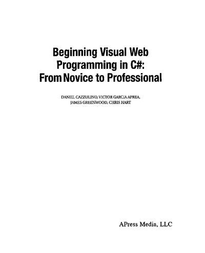 Beginning Visual Web Programming in C#: From Novice to Professional - cover page