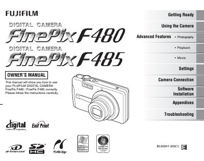 Fujifilm FinePix F480/F485 Digital Camera User Manual - cover page