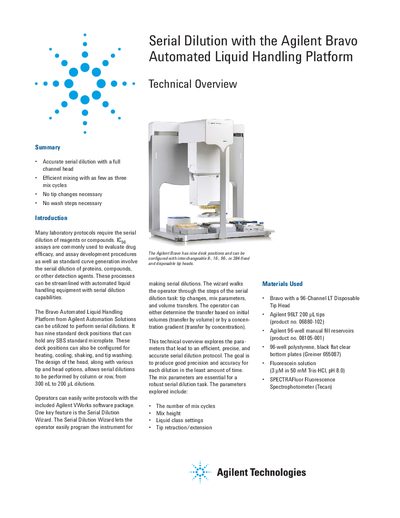 Agilent Bravo Automated Liquid Handling Platform Serial Dilution Guide - cover page