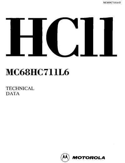 Motorola MC68HC711L6 HCMOS Microcontroller Technical Data Sheet - cover page