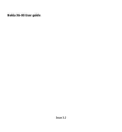 Nokia X6-00 User Guide - cover page