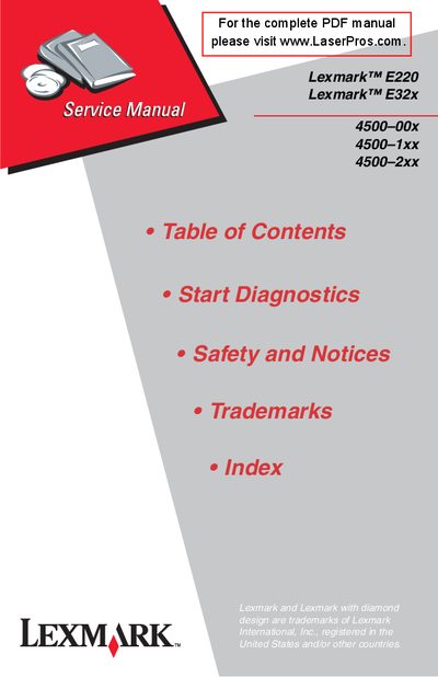 Lexmark E220/E32x Service Manual - cover page