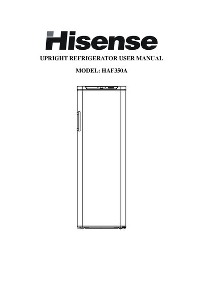 Hisense HAF350A Refrigerator User Manual - cover page