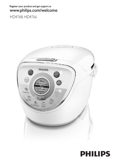 Philips HD4768 HD4766 Rice Cooker User Manual - cover page