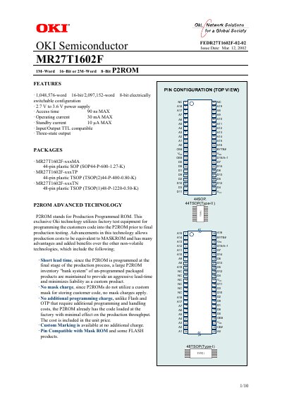 OKI MR27T1602F P2ROM Datasheet - cover page