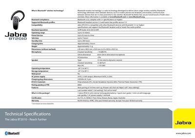 Jabra BT2010 Quick Start Guide - cover page