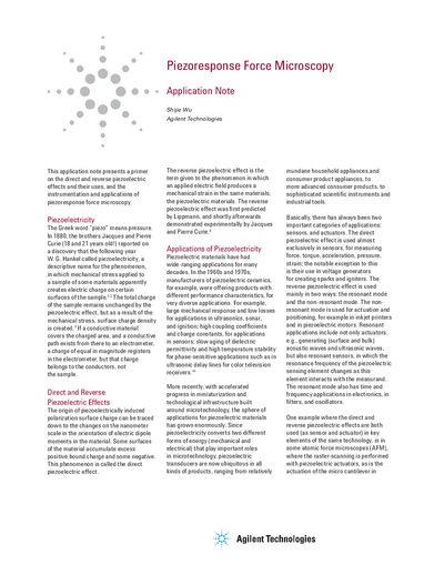 Agilent Piezoresponse Force Microscopy Application Note - cover page