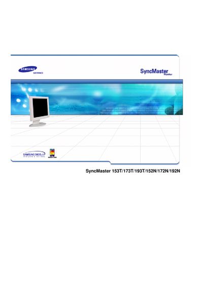 Samsung SyncMaster 153T/173T/193T/152N/172N/192N Monitor User Manual