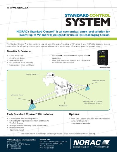 NORAC Standard Control Boom Control System Product Brochure - cover page