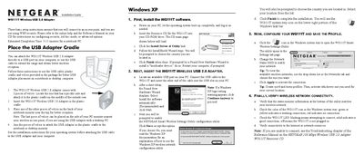 Netgear WG111T Wireless USB 2.0 Adapter Installation Guide - cover page