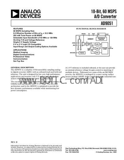 Analog Devices AD9051 Datasheet - cover page
