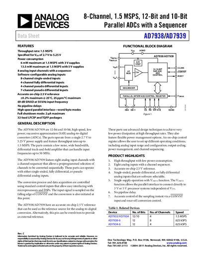 Analog Devices AD7938/AD7939 Datasheet - cover page