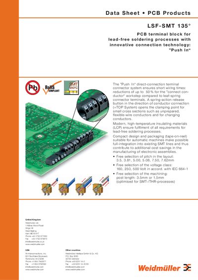 Weidmuller LSF‑SMT 135° Datasheet - cover page