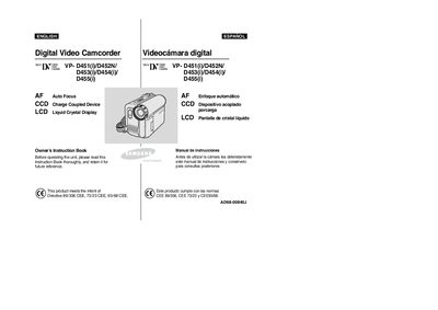 Samsung VP-D451, VP-D452N, VP-D453, VP-D454, VP-D455 Camcorder User Manual - cover page