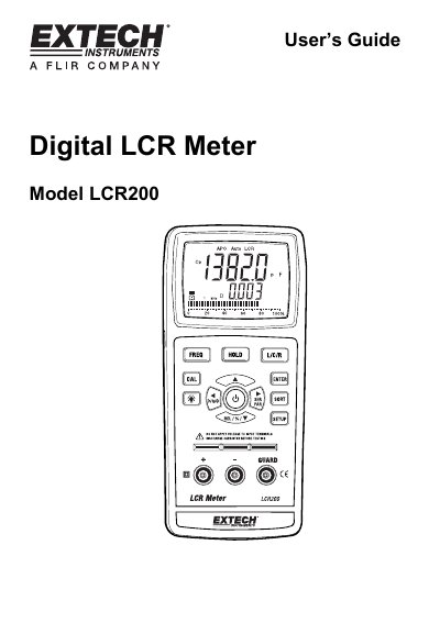 Extech LCR200 Digital LCR Meter User's Guide - cover page